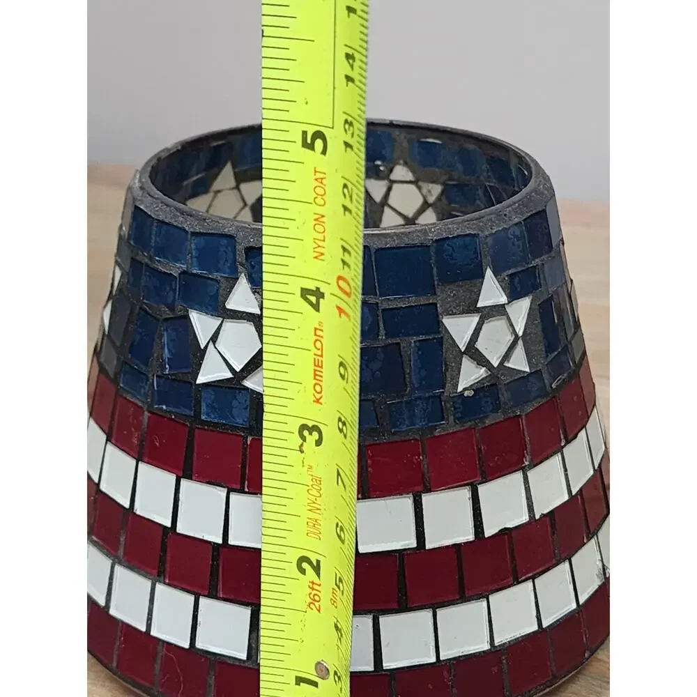 Home Interiors Patriotic Stars And Stripes Mosaic 11622 Candle Shade/Topper
